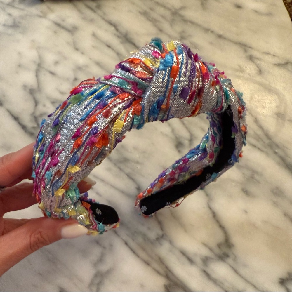 Lele Sadoughi Metallic multicolored knotted Headband